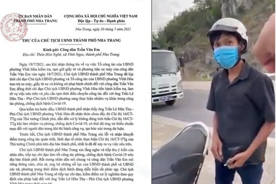 Chủ tịch TP Nha Trang gửi thư xin lỗi nam công nhân bị xử phạt khi đi mua bánh mì