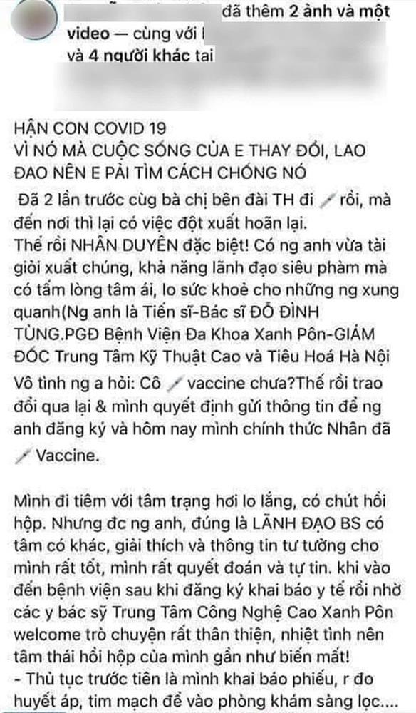 Phó GĐ BV Xanh Pôn lên tiếng vụ người phụ nữ khoe được tiêm vaccine Covid-19 nhờ quen người anh”-1