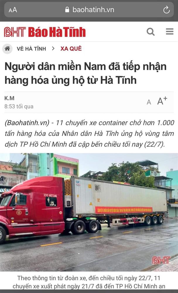 Ca sĩ Thủy Tiên lại bị mắng nhận vơ 1.000 tấn thực phẩm người Hà Tĩnh gửi tặng Sài Gòn vì dòng status ỡm ờ-5