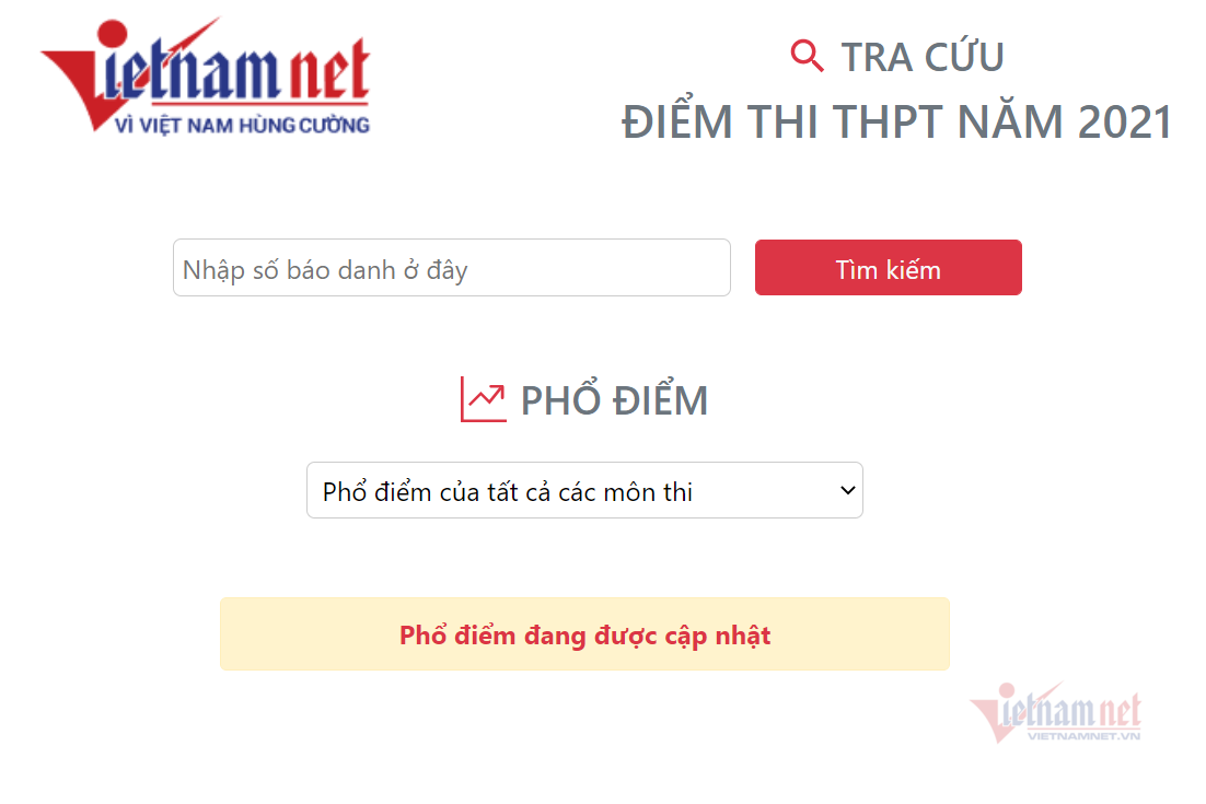 Tra cứu điểm thi tốt nghiệp THPT năm 2021 trên VietNamNet-1