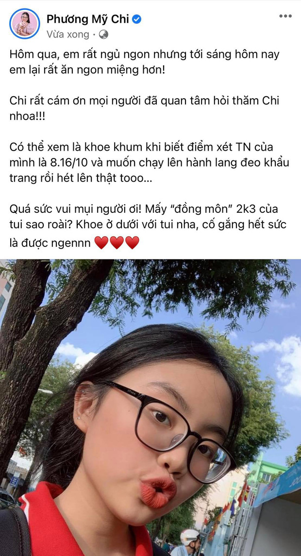 Phương Mỹ Chi khoe điểm thi tốt nghiệp rõ cao, ai ngờ lại tính nhầm công thức, điểm thực sự là bao nhiêu?-1