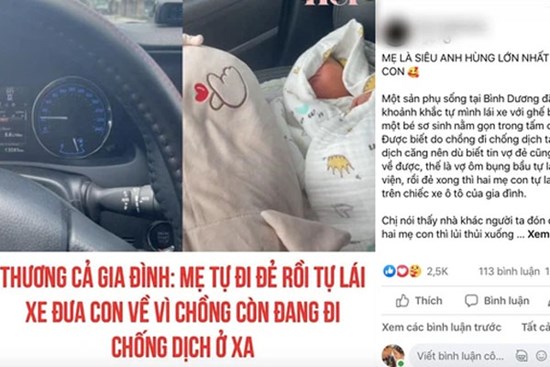 Xôn xao câu chuyện chồng bận chống dịch tại TP Hồ Chí Minh, vợ tự đi sinh xong một mình lái xe ô tô đưa con về nhà!