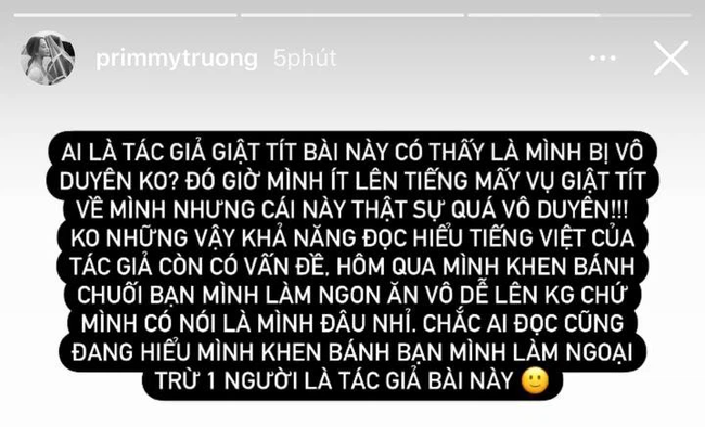 Bị nói bầu bí sắp sinh, Primmy Trương tức tối phản pháo đăng hẳn status dài 9 dòng, chỉ trích đúng người phát tin đồn thất thiệt?-2