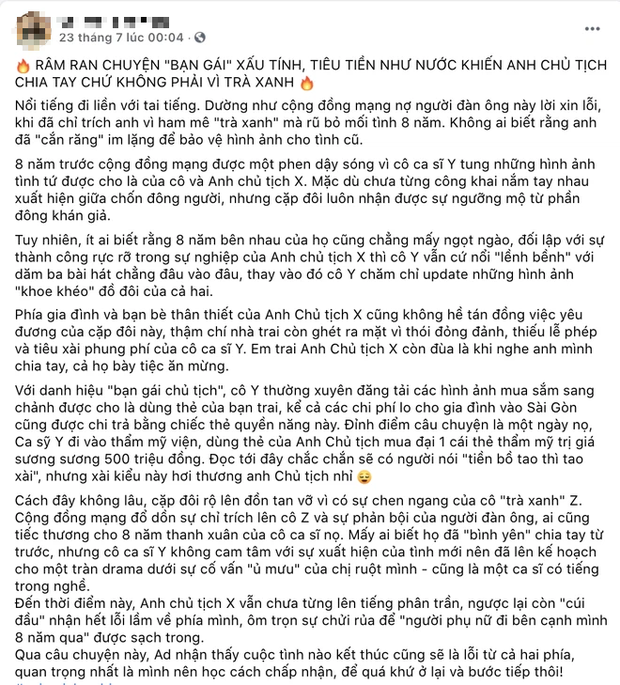 Rộ chuyện 1 vị chủ tịch chia tay vì bạn gái đỏng đảnh và minh oan cho trà xanh, netizen réo tên Sơn Tùng và chỉ ra điểm vô lý-1