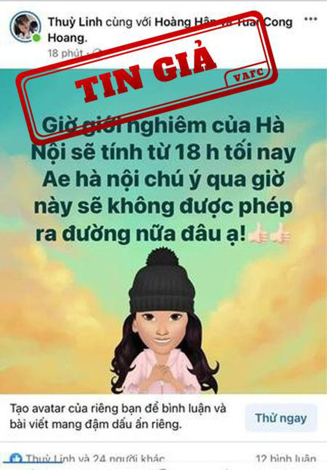 Thông tin giới nghiêm thành phố Hà Nội là tin giả-1