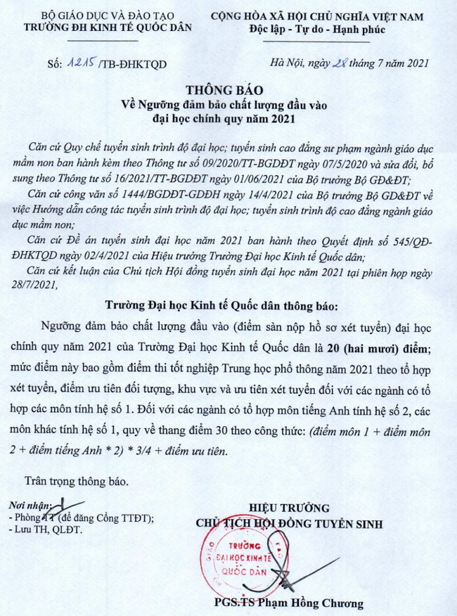 15 trường công bố ĐIỂM SÀN xét tuyển đại học 2021: Ngành chỉ từ 14, ngành lên 26 điểm-4