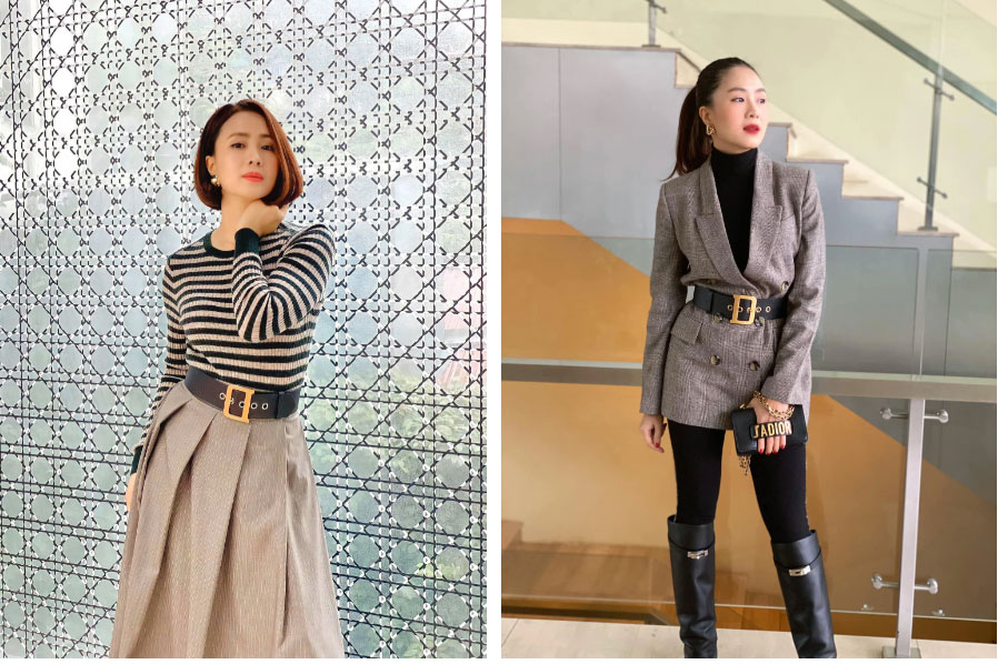 Tuyệt kỹ hack dáng của Hồng Diễm: Chuyên dùng thắt lưng nhấn eo để trông vòng nào ra vòng nấy, ai béo bụng nên học-2