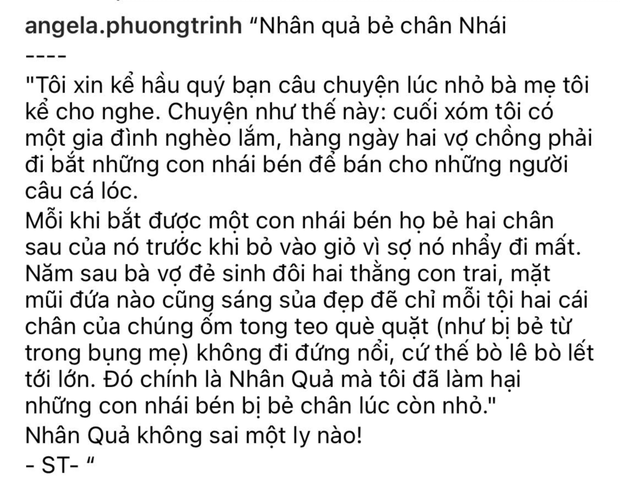 Angela Phương Trinh gây phẫn nộ vì chia sẻ chuyện phản khoa học về nguyên nhân trẻ bị khuyết tật kèm ảnh bé gái và cóc nhái-1