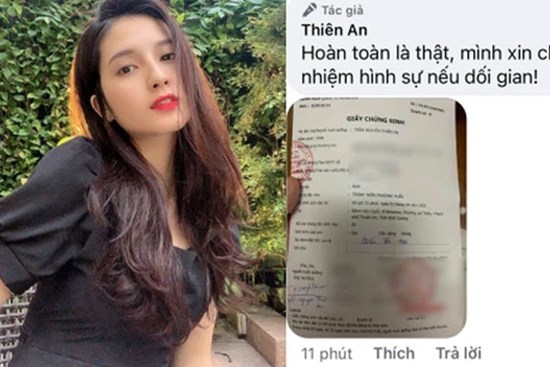 Thiên An đích thân tung giấy chứng sinh của con gái với Jack, tuyên bố chịu trách nhiệm hình sự nếu dối gian