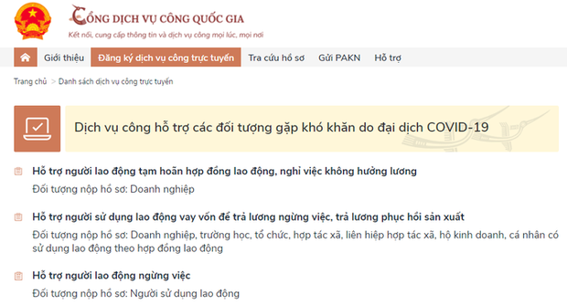 NÓNG: Người lao động có thể làm thủ tục nhận tiền hỗ trợ Covid-19 trên Cổng Dịch vụ công Quốc gia-1