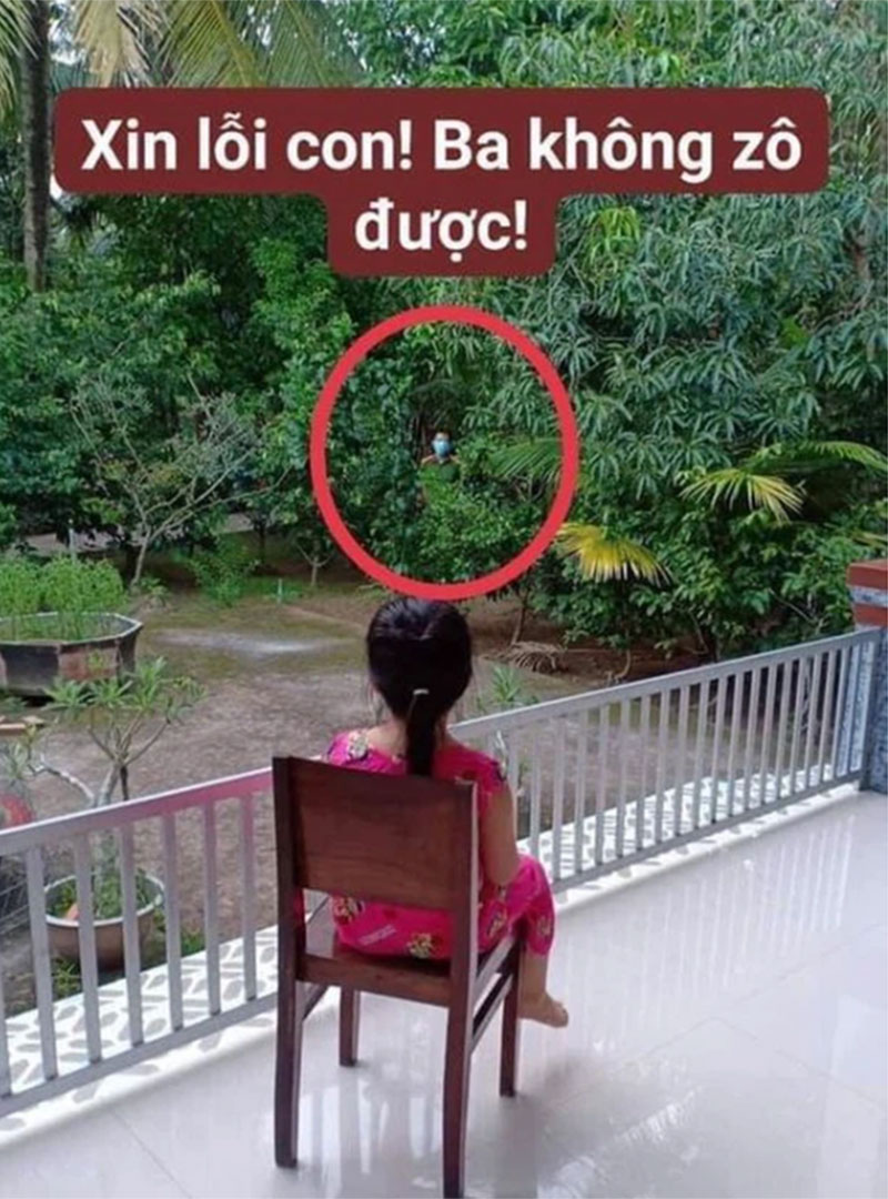 Xúc động hình ảnh chiến sĩ công an đi chống dịch về ngang nhà chỉ dám đứng từ xa nhìn con gái nhỏ-1