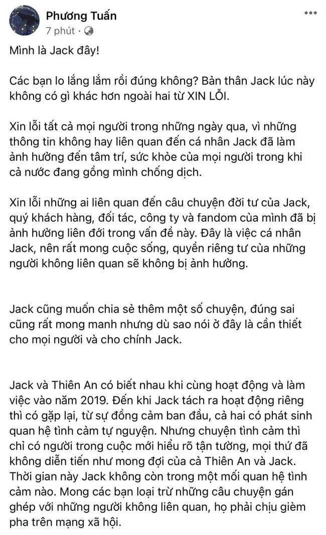 Phát hiện chi tiết bất thường trong bài đăng xin lỗi của Jack khiến cộng đồng mạng tiếp tục mỉa mai-1