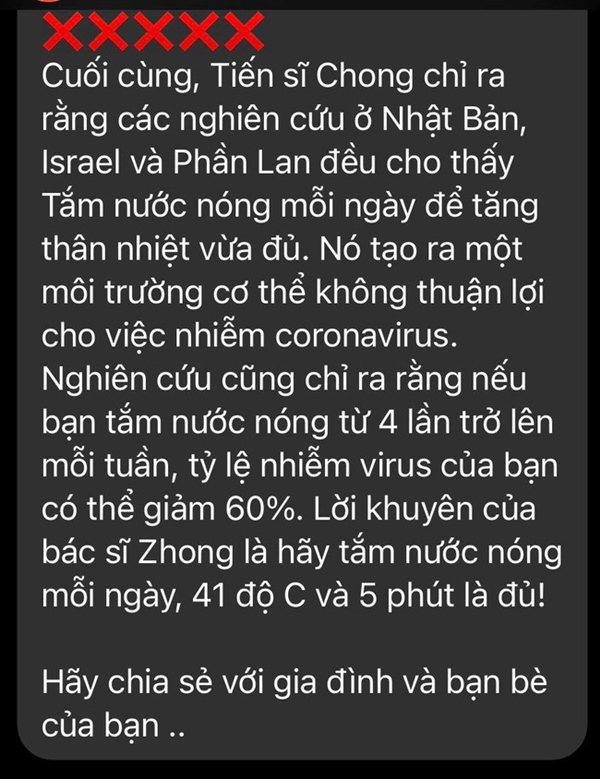 Lan truyền tin đồn Tắm nước nóng để tránh nhiễm Covid-19: Chuyên gia nói gì?-1