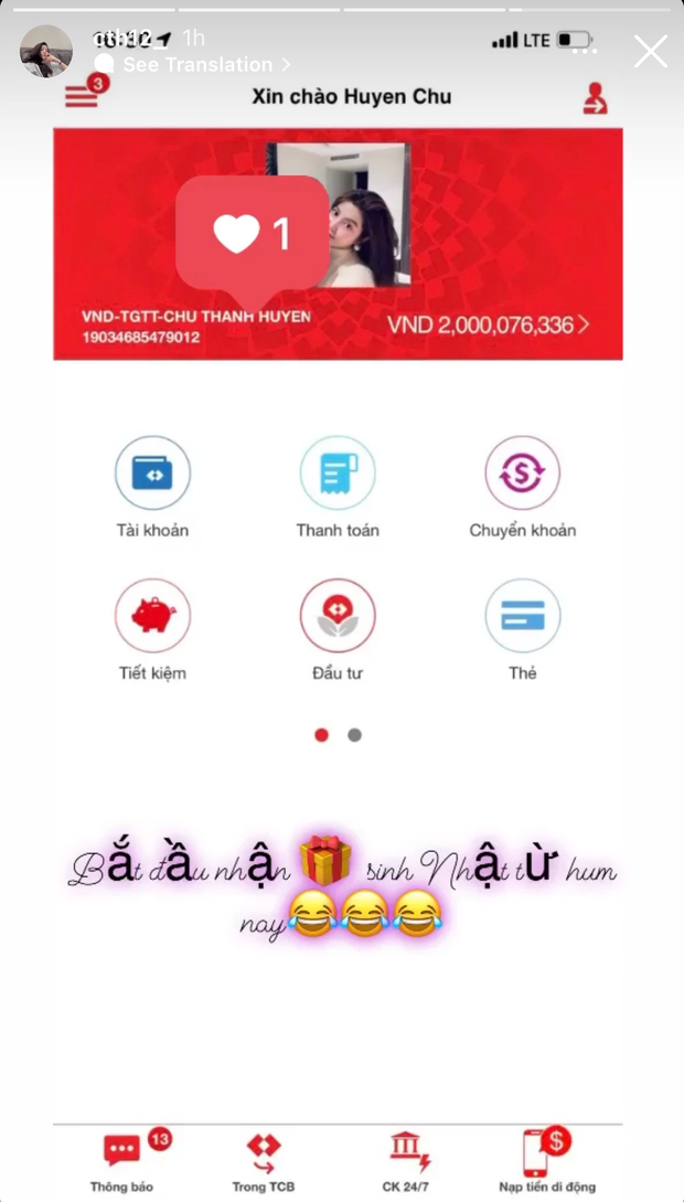 Bồ tin đồn Quang Hải đăng ảnh đòi quà sinh nhật, vô ý để lộ số dư tài khoản lên tới hàng tỷ-2