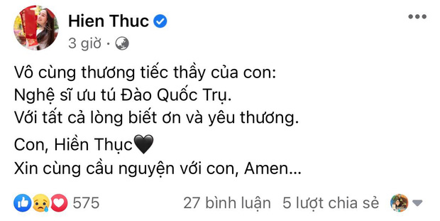 NSƯT Đào Quốc Trụ - bố dượng của HH Hà Kiều Anh qua đời, Hiền Thục và NSND Tạ Minh Tâm xót xa báo tin-1