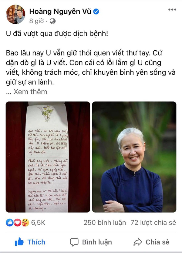 Con trai nghệ nhân ẩm thực Nguyễn Dzoãn Cẩm Vân cho biết mẹ mình từng nhiễm Covid-19 nửa đêm bật dậy ló đầu ra cửa sổ để thở, sáng ra ăn cả nắm ớt không thấy cay”-1