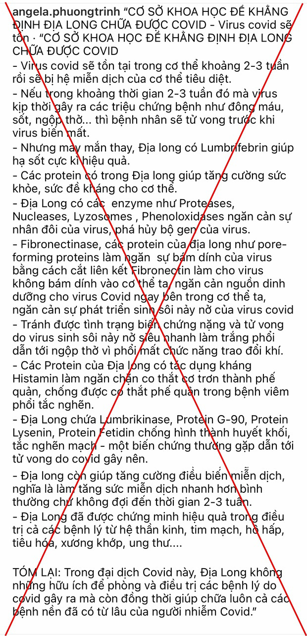 Angela Phương Trinh bị chỉ trích dữ dội vì đăng tải thông tin chữa Covid-19 sai lệch bằng Địa long-1