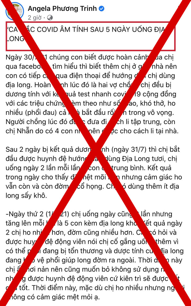 Phẫn nộ đỉnh điểm: Angela Phương Trinh bất chấp dư luận, tiếp tục đăng thông tin chữa Covid-19 sai lệch bằng Địa long-1
