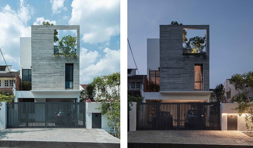 Nhà xám xịt mà trông hiện đại, vừa thoáng đãng lại rất sáng sủa, thiết kế cầu thang mới mẻ có 1-0-2-1