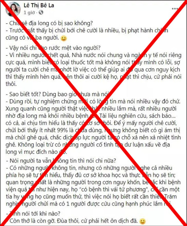 2 sao Việt bất chấp chia sẻ thông tin sai lệch chữa Covid-19 bằng Địa long, phẫn nộ nhất là thách thức của Lê Bê La-1