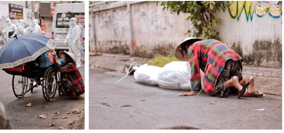 Nghẹn ngào hình ảnh người phụ nữ ở Sài Gòn khóc nấc, lặng lẽ đứng nhìn người chồng vừa qua đời trên chiếc xe lăn được đội cứu trợ đưa về nơi yên nghỉ cuối cùng-1