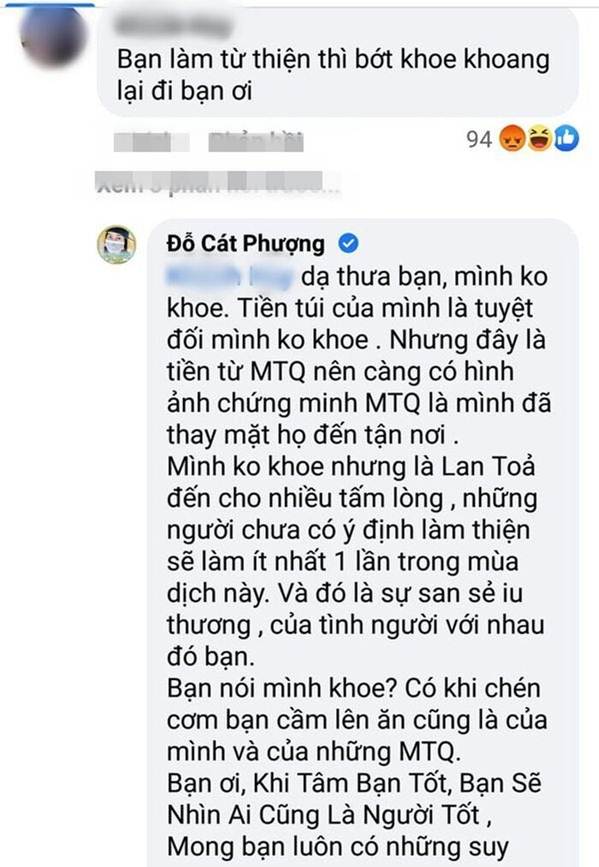 Bị anti-fan nói khoe khoang khi làm từ thiện, Cát Phượng lên tiếng: Có khi chén cơm bạn ăn là của mình-3