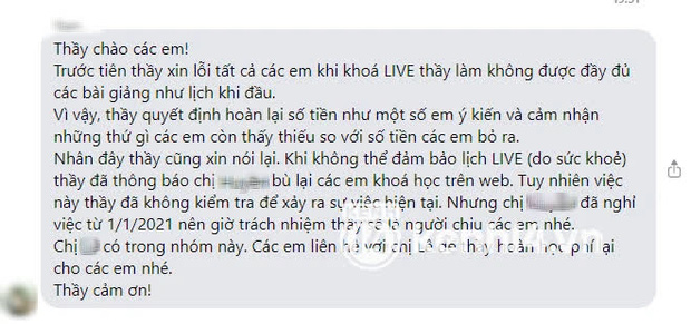 Biến căng: Thầy giáo Sinh nổi tiếng, từng ra đề thi THPT Quốc gia bị tố thu học phí cao nhưng dạy vô trách nhiệm, 4 tháng gửi được 3 video-8