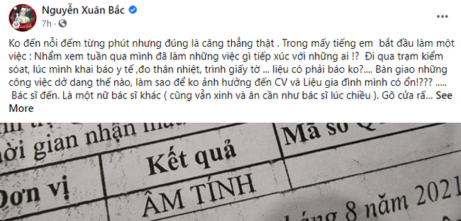 Nghệ sĩ Xuân Bắc đã có kết quả xét nghiệm Covid-19 sau khi xuất hiện nhiều triệu chứng-1