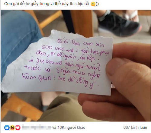 Con gái rượu viết giấy xin tiền bố, chốt câu cuối cùng đắt giá khiến bố hết đường từ chối-1