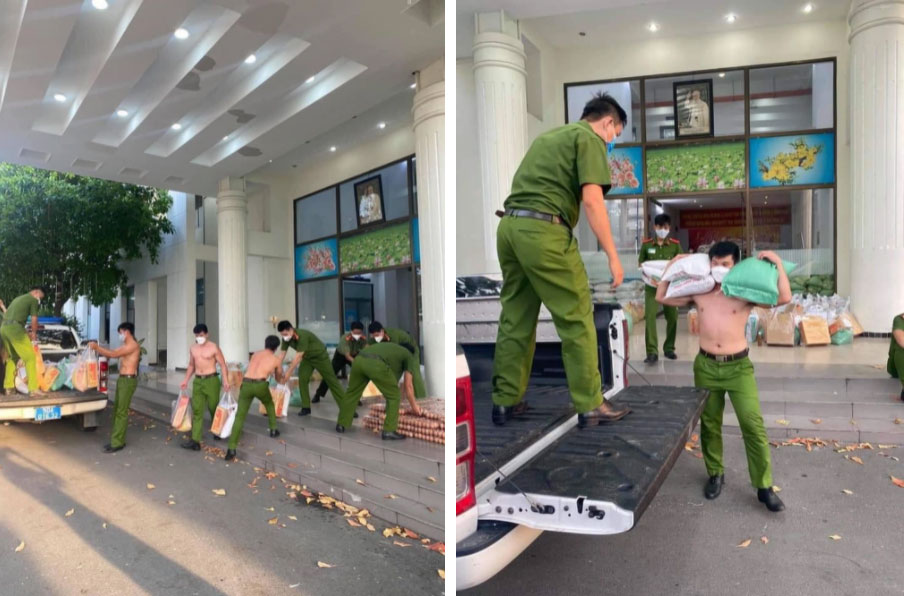 Các anh công an cởi trần vác gạo, bê trứng khiến dân tình điêu đứng, không thể rời mắt khỏi cơ bụng cuồn cuộn-1