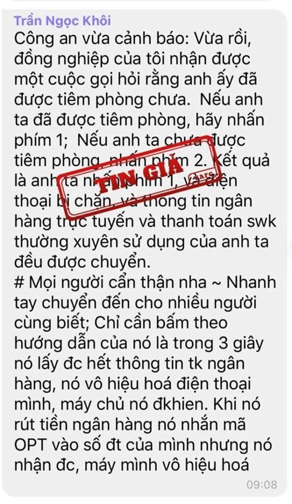Hỏi tiêm phòng chưa, nhấn phím 1 là tin giả-1