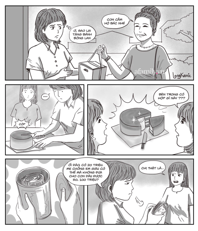 Mẹ chồng đến thăm con dâu ở cữ nhưng chỉ đem theo ổ bánh bông lan, nào ngờ cắt bánh ra, cả nhà tôi đều sửng sốt-1