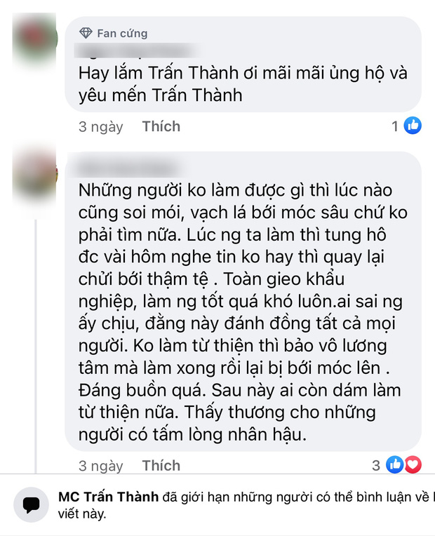 Động thái của Trấn Thành giữa lúc bị netizen tổng tấn công vì ai đó gọi tên, yêu cầu sao kê tiền quyên góp từ thiện-5