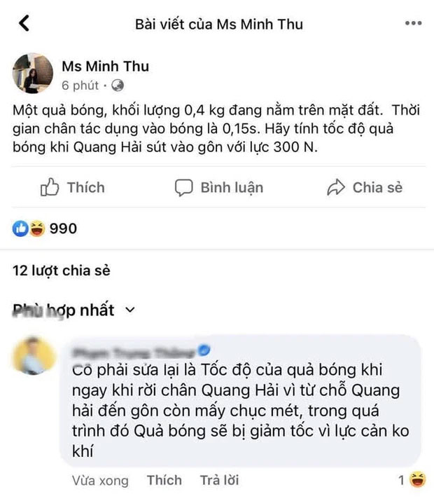 Ra đề Lý ăn theo bàn thắng của Quang Hải, Minh Thu bị bóc sai kiến thức siêu cơ bản-1