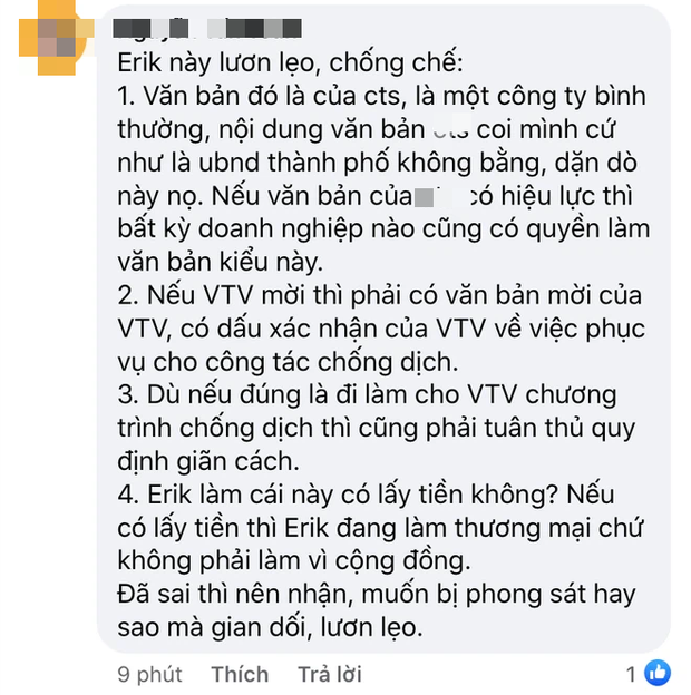 Netizen chỉ ra điểm không hợp lý sau bài đăng của Erik về việc đi thu âm trong thời gian giãn cách-2