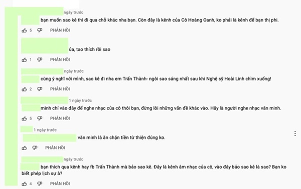 Netizen lại ùa vào đòi sao kê khi thấy Trấn Thành bình luận dưới kênh YouTube của danh ca Hoàng Oanh-5