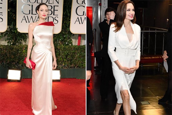 Trắng đúng là màu tương sinh của Angelina Jolie, hèn gì cô cứ diện là tỏa sáng như sao