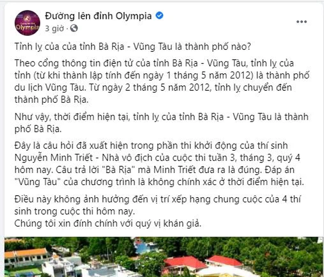 Đường lên đỉnh Olympia lại sai kiến thức, 2 tuần đăng liền 3 bài xin lỗi khiến người này cũng phải lên tiếng!-1