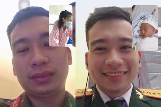 Chiến sĩ bộ đội rơi nước mắt khi gọi điện với vợ sắp sinh