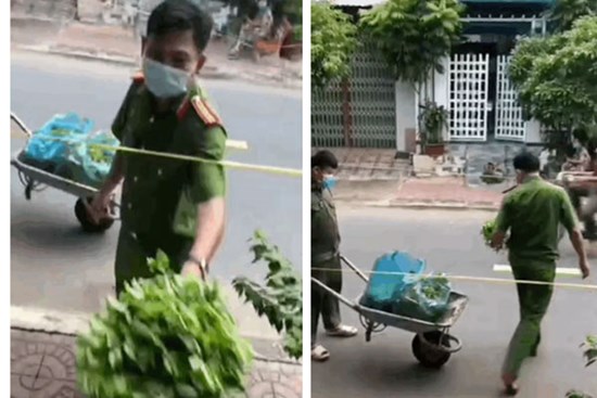 Clip: Anh công an đẩy xe phát rau ngót, tặng kèm hướng dẫn sử dụng 