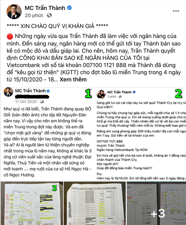 Trấn Thành sửa đến 6 lần bài đăng sao kê từ thiện sau hơn 1 giờ đăng tải, lý do là gì?-2