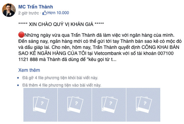 Trấn Thành sửa đến 6 lần bài đăng sao kê từ thiện sau hơn 1 giờ đăng tải, lý do là gì?-4