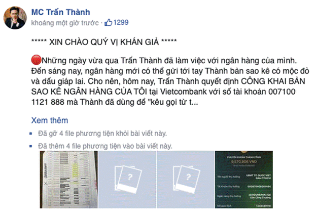 Trấn Thành sửa đến 6 lần bài đăng sao kê từ thiện sau hơn 1 giờ đăng tải, lý do là gì?-5