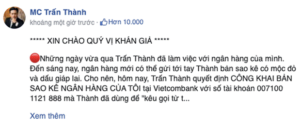 Trấn Thành sửa đến 6 lần bài đăng sao kê từ thiện sau hơn 1 giờ đăng tải, lý do là gì?-6