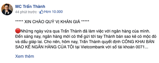 Trấn Thành sửa đến 6 lần bài đăng sao kê từ thiện sau hơn 1 giờ đăng tải, lý do là gì?-8