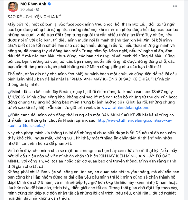 MC Phan Anh tung 6,5kg sao kê 24 tỷ kêu gọi cứu trợ miền Trung năm 2016, chấp nhận bị kiện nếu phát hiện dấu hiệu ăn chặn!-1