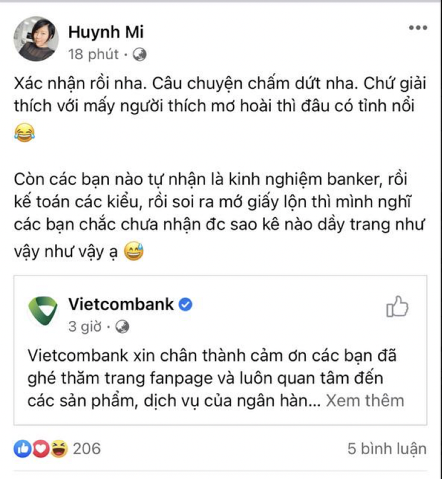 Em gái Trấn Thành mượn lời Vietcombank để dằn mặt” người nằm mơ hoài không tỉnh và cả dân mạng nghi ngờ sao kê-2