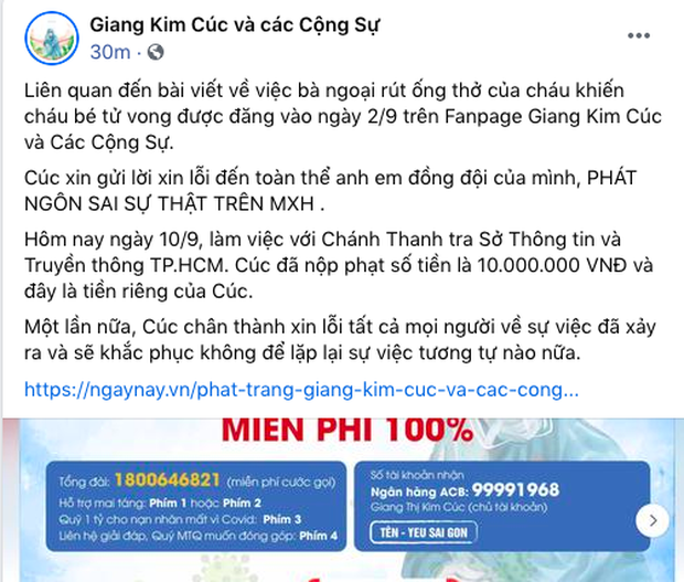 Giang Kim Cúc đăng bài xin lỗi vì thông tin sai sự thật vụ bà ngoại rút ống thở nhưng lật mặt chỉ sau 4 phút, người cần xin lỗi bị xóa thẳng tay-3