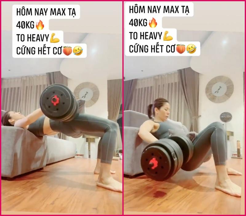 Nâng tạ bằng chỗ hiểm, Lệ Quyên lộ body đuột như khúc gỗ-2