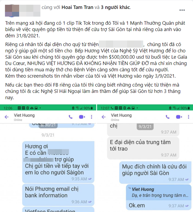 Người trong cuộc chính thức lên tiếng nói rõ thông tin Việt Hương bí mật nhận tiền quyên góp từ thiện-1